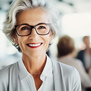 Woman smiling in an office