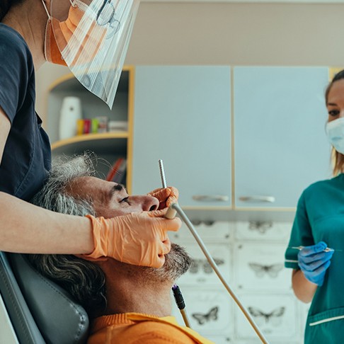 man getting tooth-colored fillings in Brookfield 