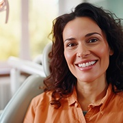 Closeup of woman smiling in treatment chair